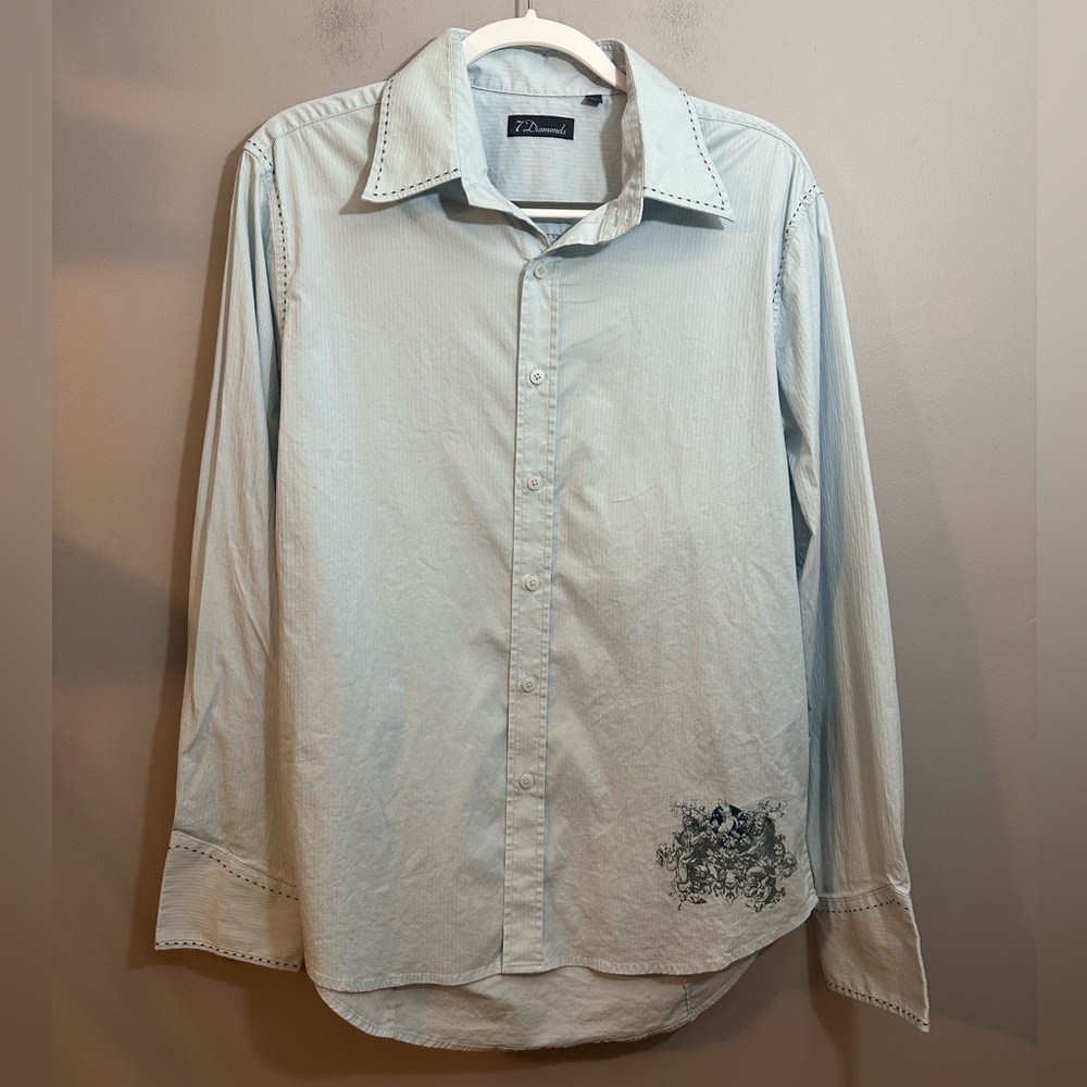 7 Diamonds Long Sleeve Mens Large Button Down Shirt Fancy Stitching